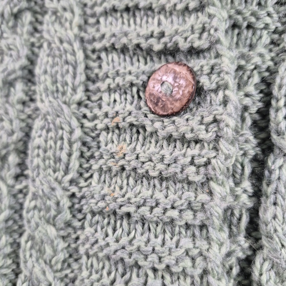 Aran Crafts Irish Merino Wool Cable Knit Cardigan Sweater Green Women's XL - Picture 4 of 7
